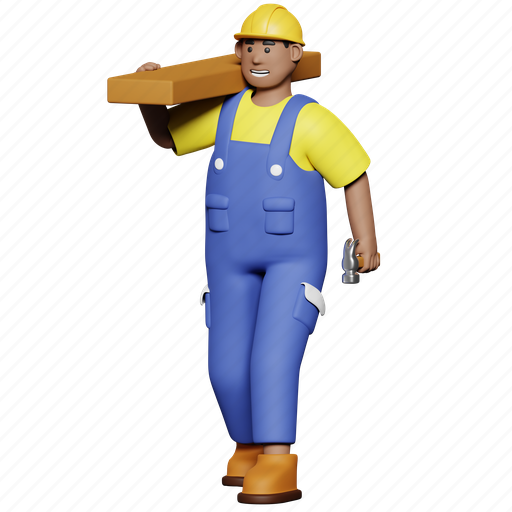 Handyman, helper, service, woodwork, carpenter, job profession, worker 3D illustration - Download on Iconfinder