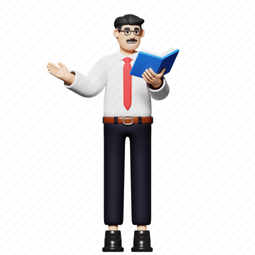 Teacher, teaching, lecturer, college teacher, reading, job profession, worker 3D illustration - Download on Iconfinder