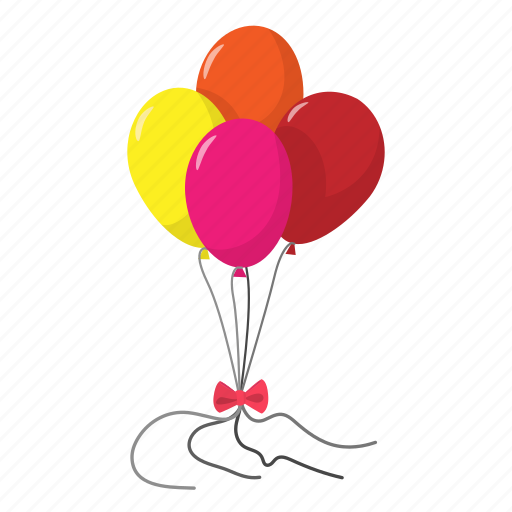 Balloons, bow, cartoon, orange, pink, red, yellow icon - Download on Iconfinder