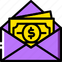 envelope, letter, mail, message, money, receive