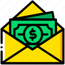 envelope, letter, mail, message, money, receive