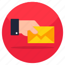 giving letter, email, correspondence, letter, envelope