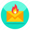 burning mail, email, correspondence, letter, envelope