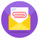 mail attachment, letter attachment, correspondence, envelope, email attachment