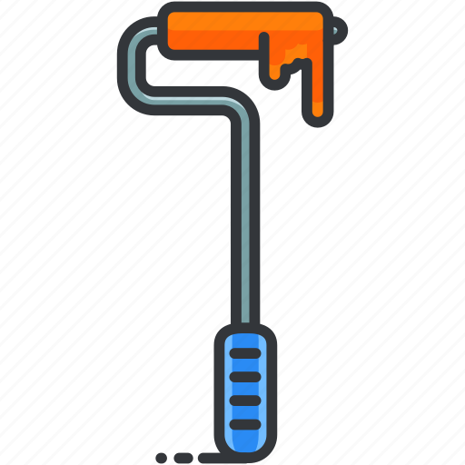 Construction, long, maintenance, paint, paintbrush, roller, tool icon - Download on Iconfinder