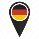 flag, germany, map, pin