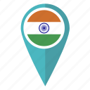 flag, india, pin, map