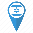 flag, israel, map, pin