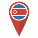 flag, map, pin, north korea