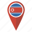 flag, map, pin, north korea 