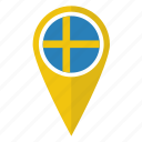 flag, map, pin, sweden