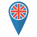 britain, flag, map, pin