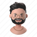 avatars, accounts, man, male, people, person, beard, necklace, shirtless, round, glasses 