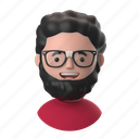 avatars, accounts, man, male, people, person, beard, thick, broken, glasses, curly, hair 