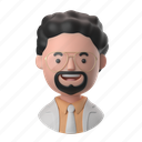 avatars, accounts, man, male, people, person, curly, hair, beard, facial, suit 