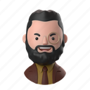 avatars, accounts, man, male, people, person, thick, beard, suit, jacket, tie, shirt 