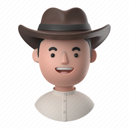 Avatars, accounts, man, male, people, person, cowboy 3D illustration - Download on Iconfinder