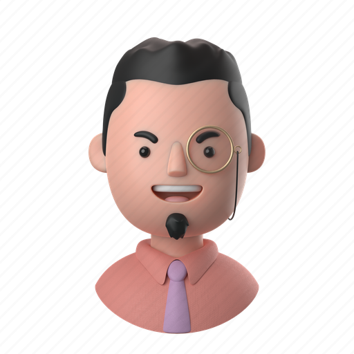 Avatars, accounts, man, male, people, person, monocle 3D illustration - Download on Iconfinder