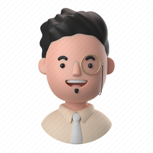 Avatars, accounts, man, male, people, person, monocle 3D illustration - Download on Iconfinder