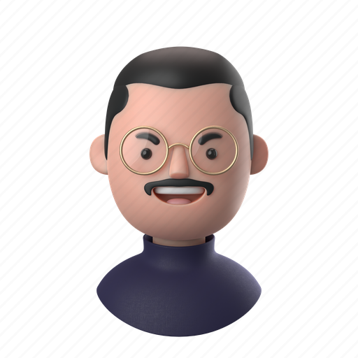 Avatars, accounts, man, male, people, person, moustache 3D illustration - Download on Iconfinder