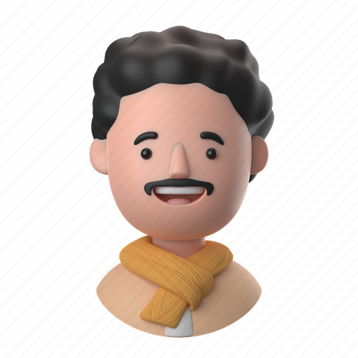 Avatars, accounts, man, male, people, person, scarf 3D illustration - Download on Iconfinder