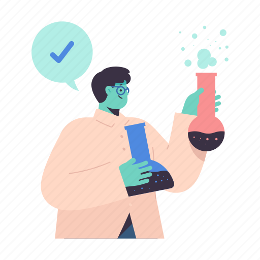 Man, male, person, chemistry, laboratory, confirm, approve illustration - Download on Iconfinder