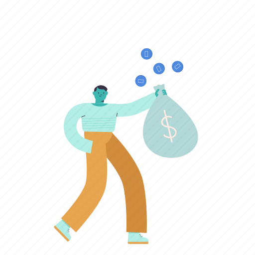 Man, male, person, money, finance, cash, sack illustration - Download on Iconfinder