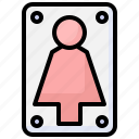 woman, lavatory, restroom, toilet, signaling