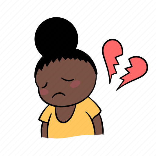 Broken, girl, heart, miserable, sad, sticker, vee icon - Download on Iconfinder