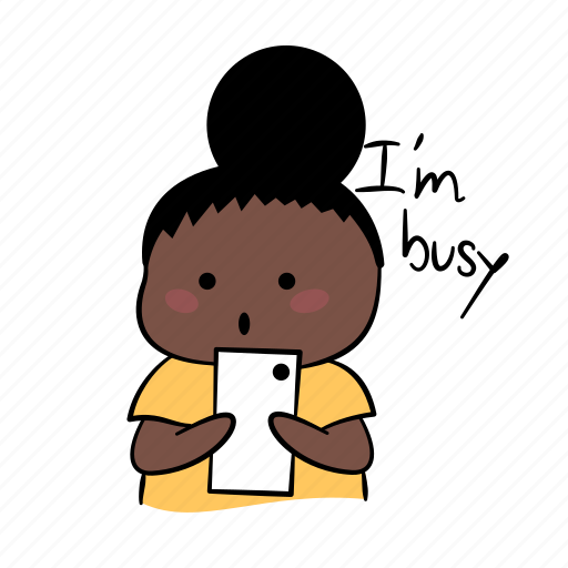 Busy, emoticon, focus, girl, phone, sticker, vee icon - Download on Iconfinder