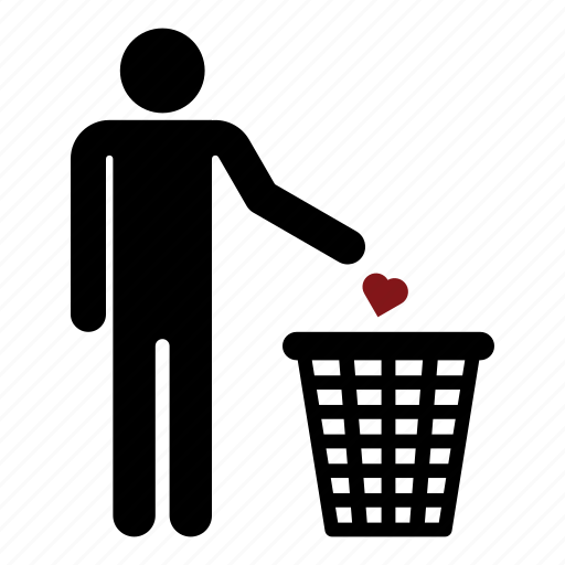 Heart, love, man, men, no love, out of love, trash icon - Download on Iconfinder