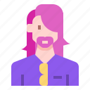 avatar, beard, casual, hair, long, man, profile 