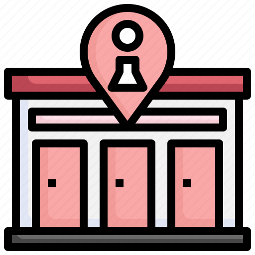 Women, toilet, map, location, store, pin icon - Download on Iconfinder