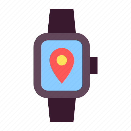 Map, flat, smartwatch, device, marker, direction, location icon - Download on Iconfinder