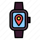 map, flat, line, smartwatch, device, location