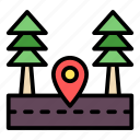 map, flat, line, location, direction, pin, park