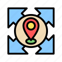 map, flat, line, direction, navigation, location, arrow