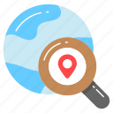 global, location, pin, pointer, magnifying, search, gps