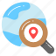 global, location, pin, pointer, magnifying, search, gps 