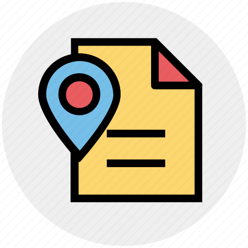Document, file, location, map pin, page, paper map, plan icon - Download on Iconfinder