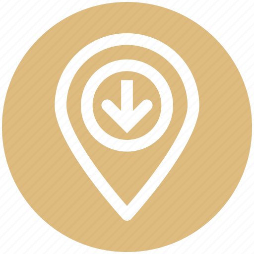 Arrow, direction, down, geo location, location, map, pin icon - Download on Iconfinder