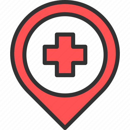 Cross, doctor, health, hospital, location, map, pin icon - Download on Iconfinder