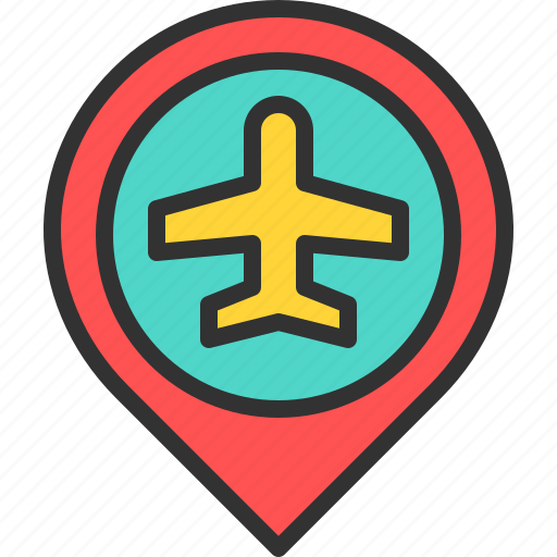 Airplane, airport, fly, location, map, pin, travel icon - Download on Iconfinder