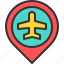 airplane, airport, fly, location, map, pin, travel 