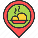 eat, food, location, map, meal, pin, restaurant