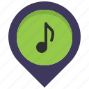 instrument, location, map, music, pin, place, store