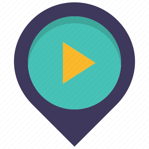 Cine, cinema, location, map, movie, pin, play icon - Download on Iconfinder