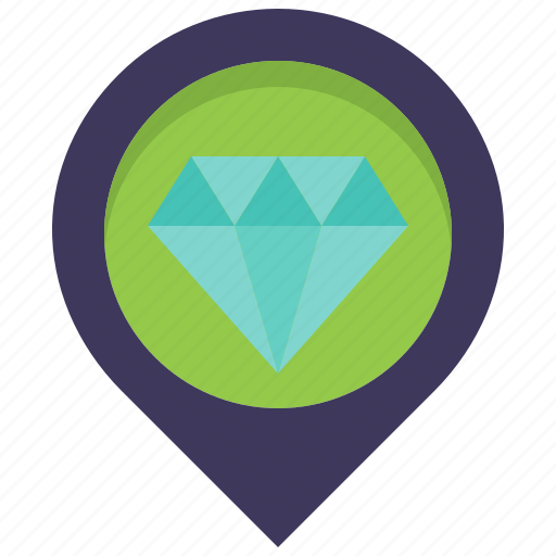 Diamond, jewel, jewelry, location, map, pin, store icon - Download on Iconfinder