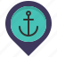 anchor, harbor, location, map, pin, port, sea 