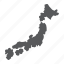 map, japan, country, geograpgy, travel, contour, silhouette 